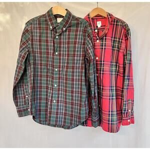 TWO Shirts Crewcuts GAP Boys Long Sleeve Button Down Shirts Plaid Size 12 XL EUC